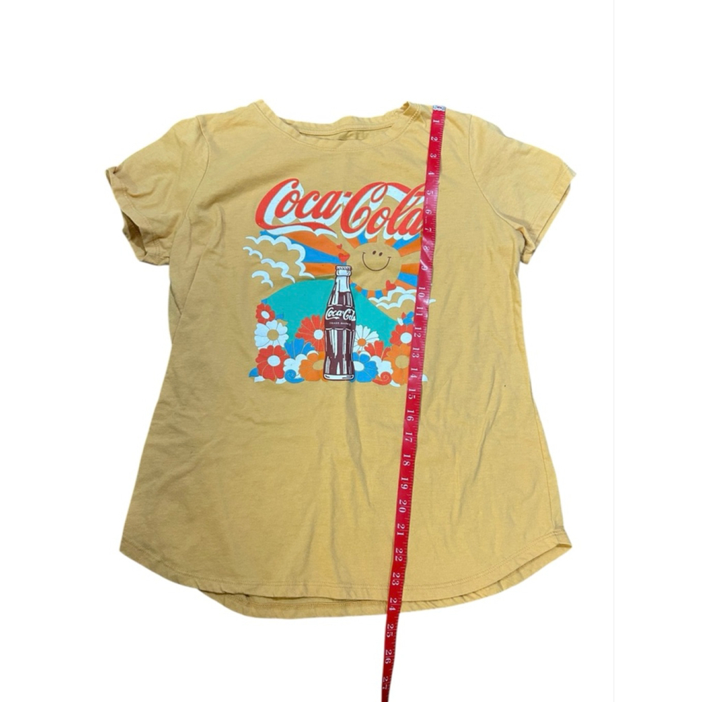 Coca-Cola Yellow Short Sleeve Tee M with Graphic Print - Picture 4 of 5